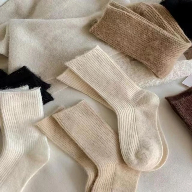 

Women Wool Socks Warm Winter Thick Cashmere Fuzzy Casual Solid Color Comfortable Home Sock Soft Long Thermal High Quality