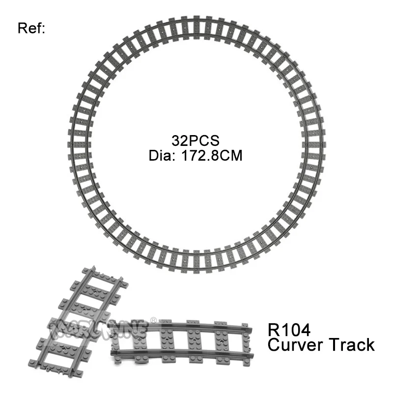 MOC City Bricks Train Flexible Construction Parts Railway Curve Track Building Blocks Model Accessories Compatible with 53401