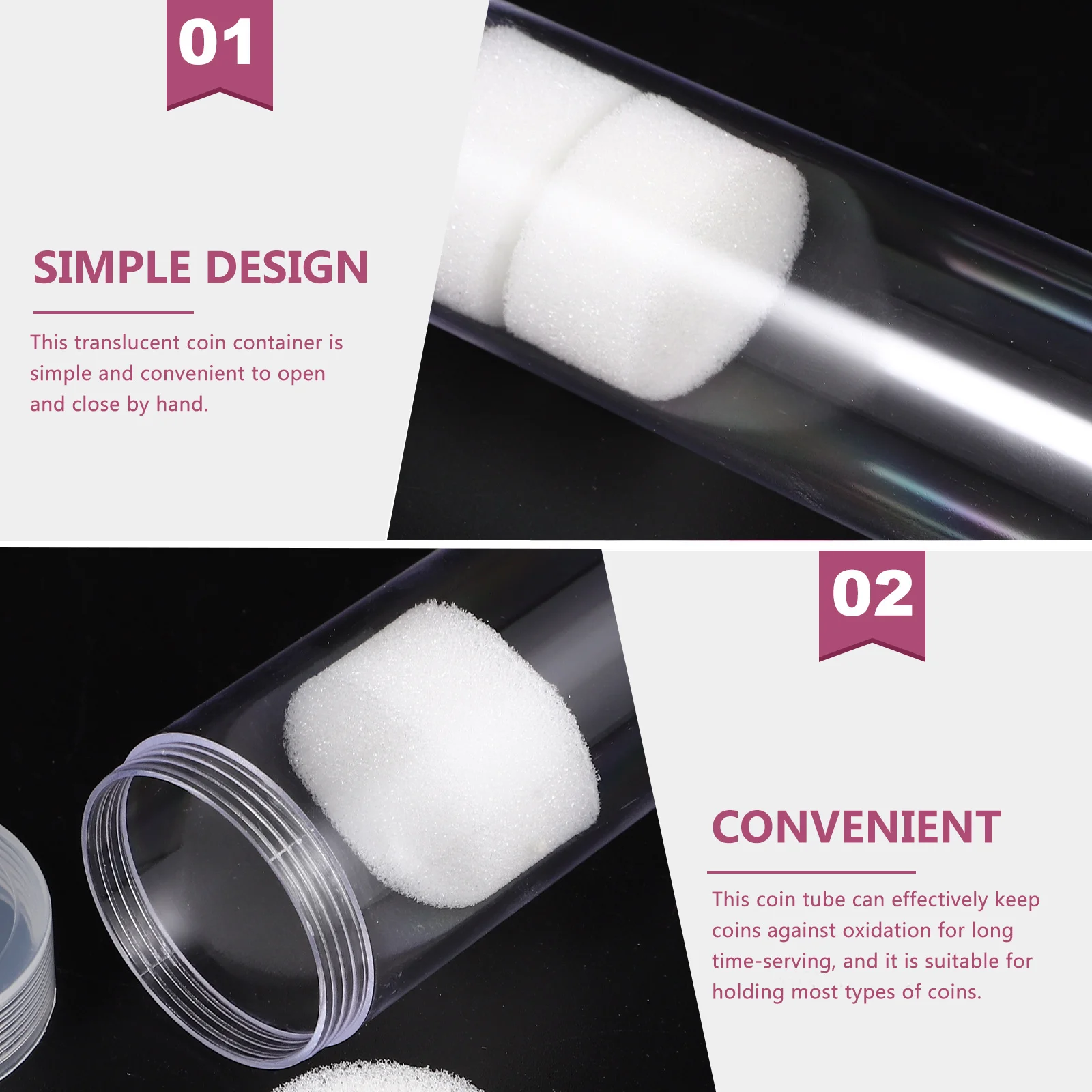 10Pcs Transparent Coin Organizer Strong Plastic Storage Tube for All Coins Dustproof Collector Container with Fine Craftsmanship