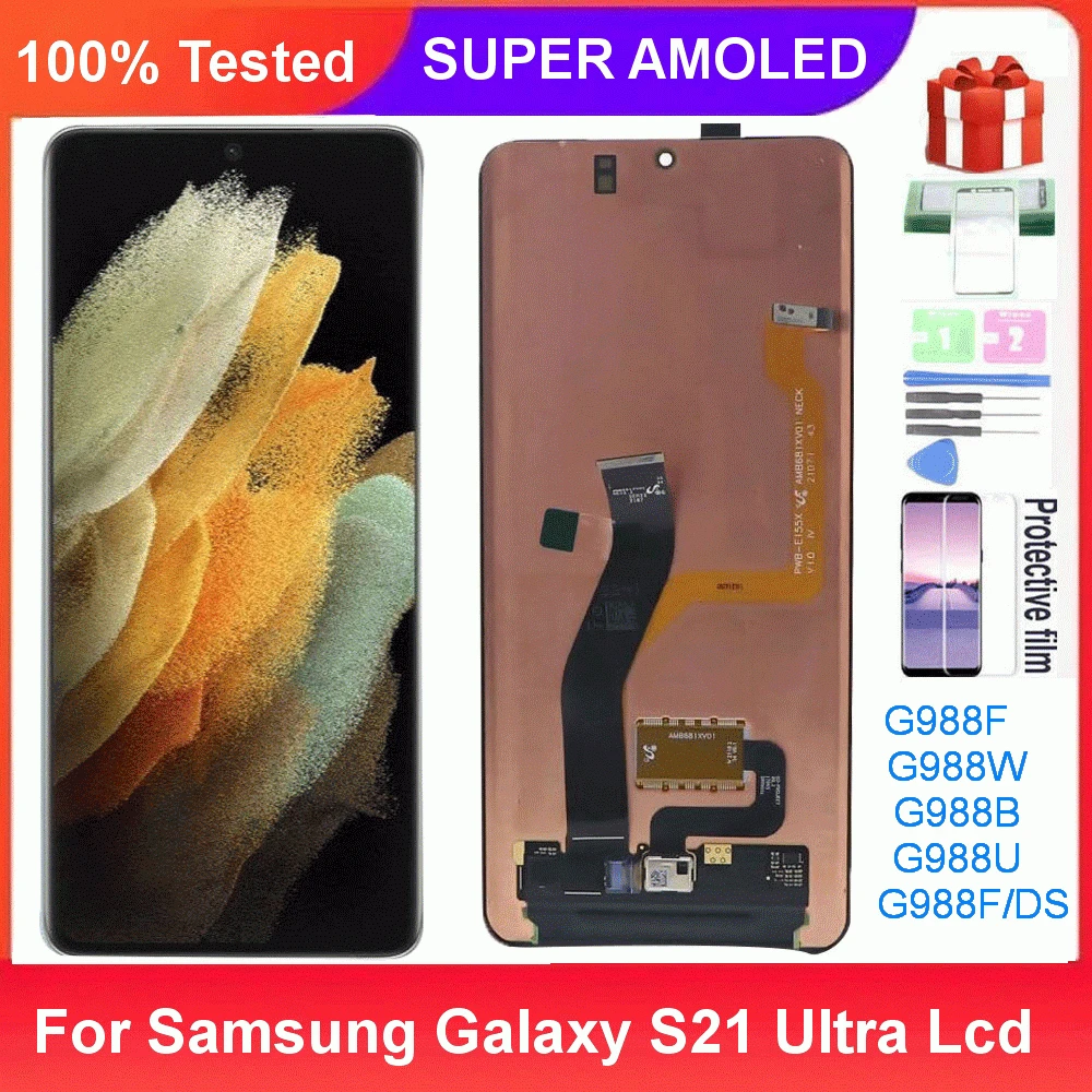 

Super AMOLED для Samsung Galaxy S21 Ultra 5G G998U G998F ЖК-дисплей с дигитайзером сенсорного экрана с дефектами экрана 100% тестирование