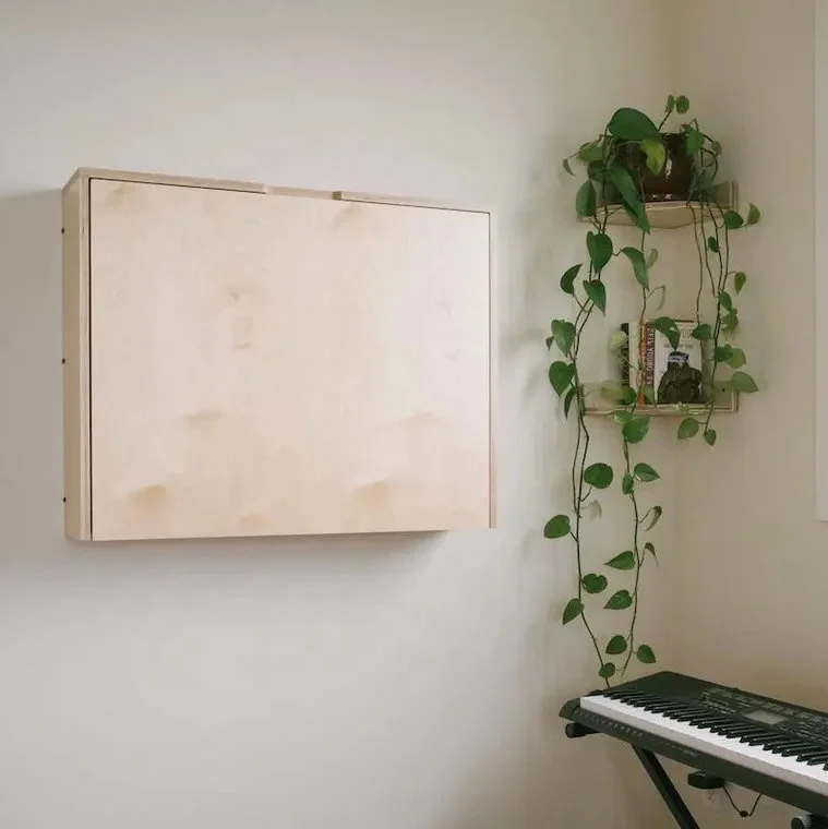 Wall-mounted Fold-away Electric Lifting Sit-stand Plywood Eco-Friendly Portable Home Computer Desk Storage Adjustable Height OEM
