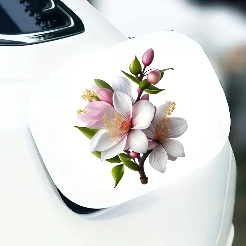 Beautiful Magnolia Flower Waterproof Vinyl Sticker, Anti-Scratch Decal for Car, Laptop and Daily Decoration
