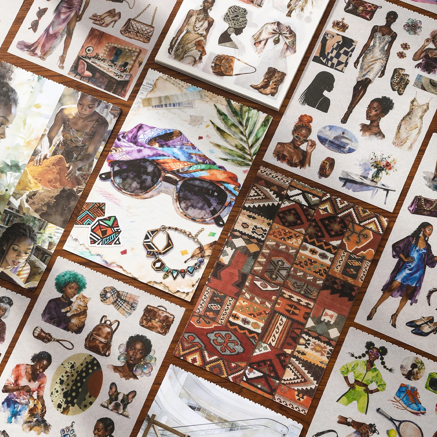 TIANZI 50 Sheets Natural person&Art Paintings Stationery Stickers Book Aesthetic Landscape Cute Scrapbooking Planner Journaling