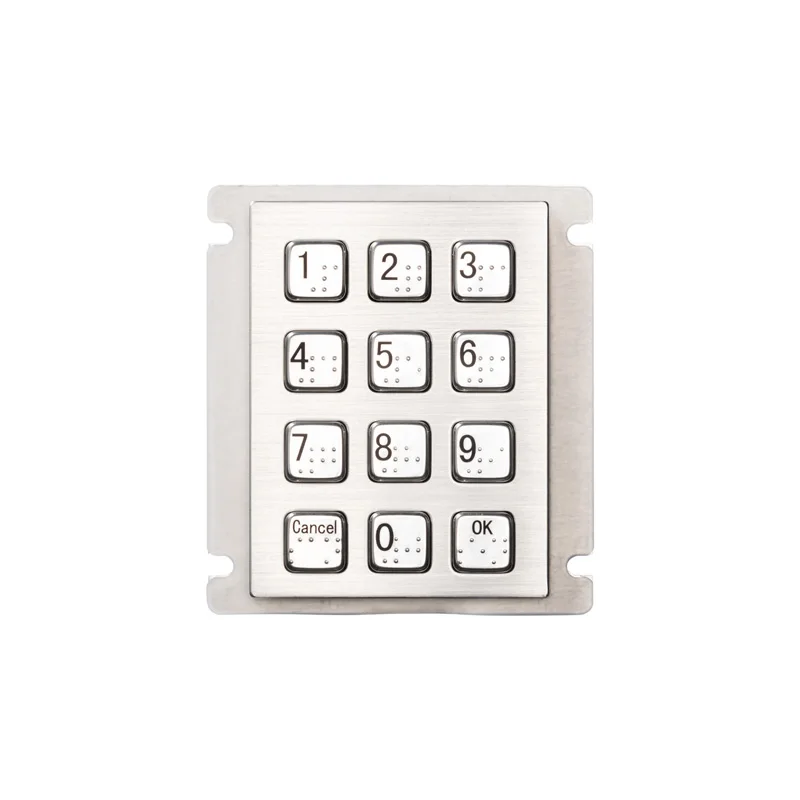 Braille Metal Keypad 12 Key Numeric Pad IP66 Waterproof for Public Terminal Parcel Delivery Locker Outdoor Interface