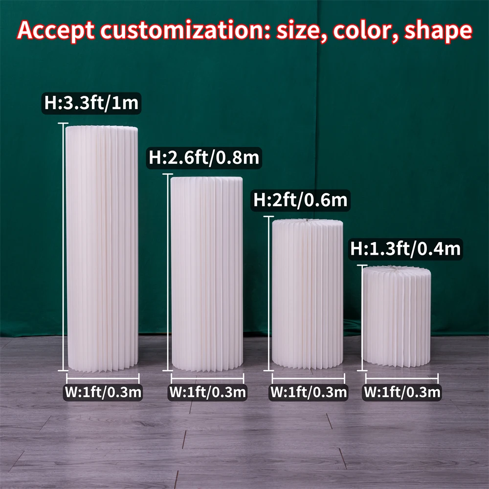 40/60/80/100cm Origami Round Pillar Column Stand Christmas Cake Dessert Table Party Wedding Decoration Props Can Bear 55kg