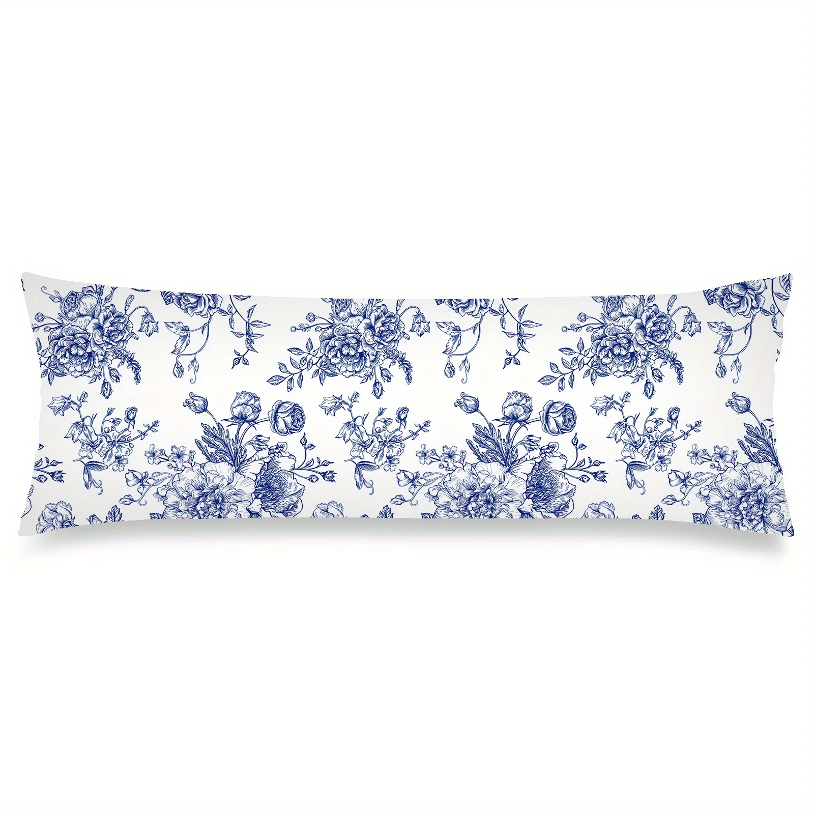 19.69X53.94inch Complete Body Pillow Case with Classic Design, Concealed Zipper, Machine Washable Polyester, Contemporary Decora