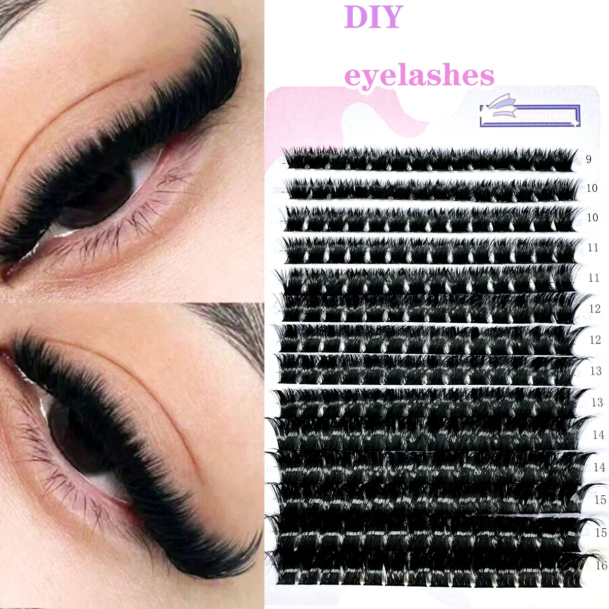 Cluster-Wimpernverlängerung 180D/160D/100D, natürlicher Stil, einzelne Wimpern, segmentierte Wimpernbündel, 3D-Nerz-Falsche Wimpern