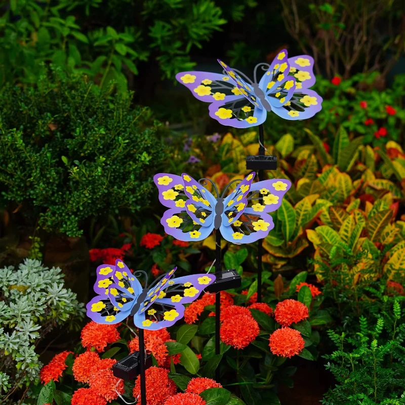 

Solar Powered Iron Butterfly for Garden Waterproof Outdoor Decor for Balcony Whimsical Yard Art Statues Rustic Metal Sculptures