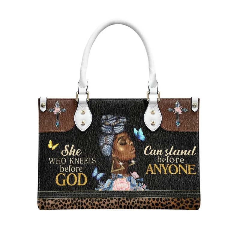 She Who Kneels Before God Can Stand Before Anyone Handbag Design for Female Eastern Star Lady Casual Totes Bolsas Femininas