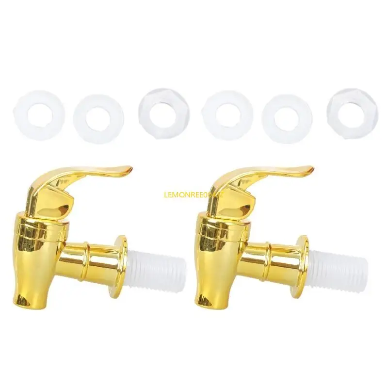 

E7CD Set of 2 Gold Drink Dispenser Spigot Accessory for Beverages Dispenser
