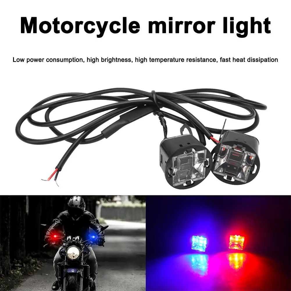 

Motorcycle Mirror Lights,Square 2LED Flashers,Pair Flashing Strobe For Motorcycle & Electric Bike Rearview Mirror,Safety Wa H2A5