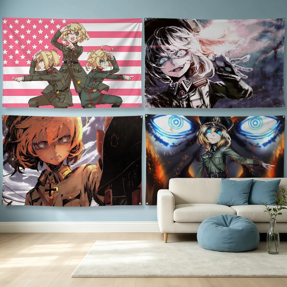 Tanya Degurechaff Fashion Flag Polyester Banner Flags For Party Club Camping Outdoor Interior Wall Paper Decoration Banner Gift