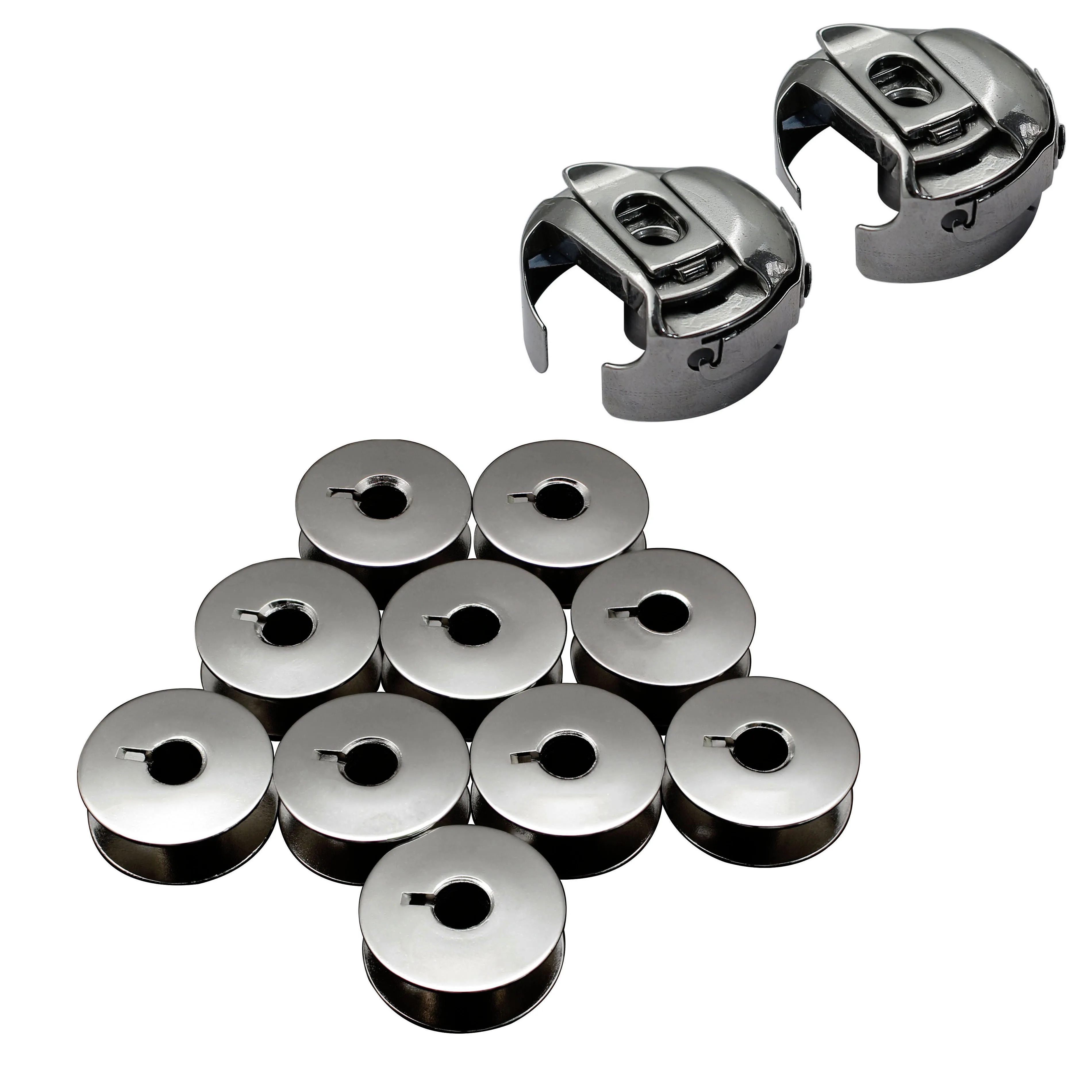 2PC Bobbin Cases 9076 & 10PC Bobbins #9033S for Industrial Sewing Accessories Consew 277R Pfaff 1212 2022 6120 6230 6232 6250