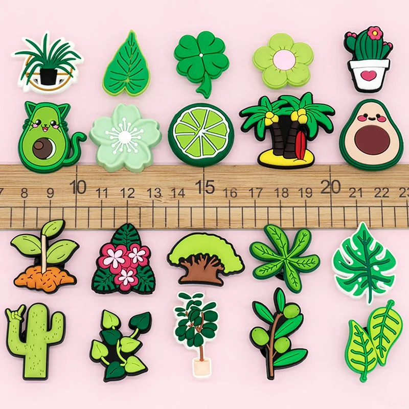 1/30 Stück Frühlings-Schuh-Charms, niedliche Avocado-Kaktus-Tropenblatt-Schuh-Charms, wasserdichte PVC-Clog-Dekorationen für Damen, Herren, Kinder – Detail 5