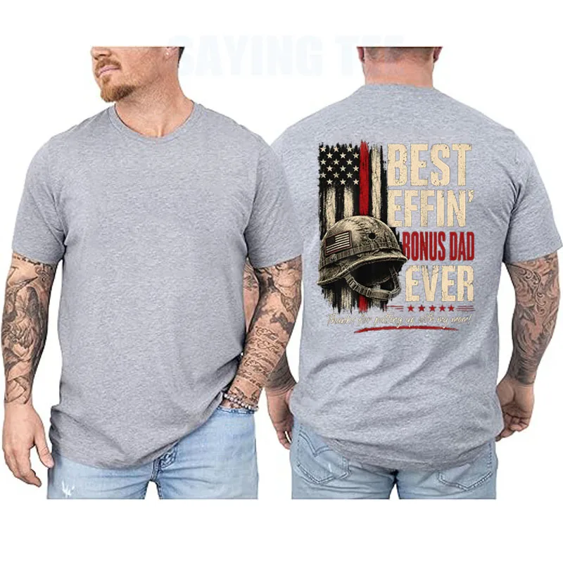 Bestes Effin Bonus Dad Ever Retro Patriotisches Stiefvater-T-Shirt Y2k US-Flaggen-Grafik Herrenbekleidung Ehemann Neuheit Geschenk Baumwollkleidung – Detail 6