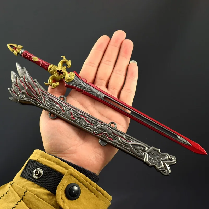 30cm Naraka Bladepoint Game Weapon Long Sword Chixiao Periphery Metal Handicraft with Sheath Toy Sword Model Collection for Kids