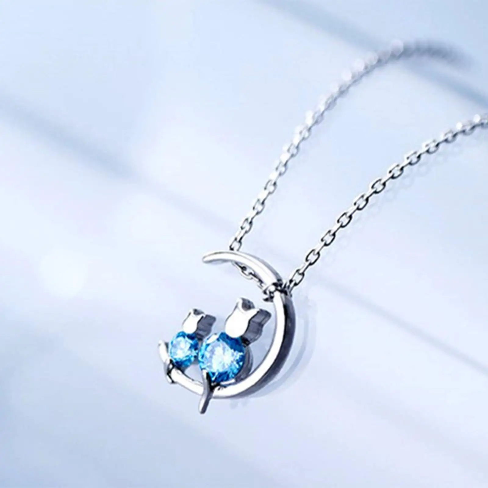 Necklaces For Women Trendy Simple Boyfriend Personality Fashion Fresh Cat Necklace Necklace Blue Zircon цепочка на шею женская