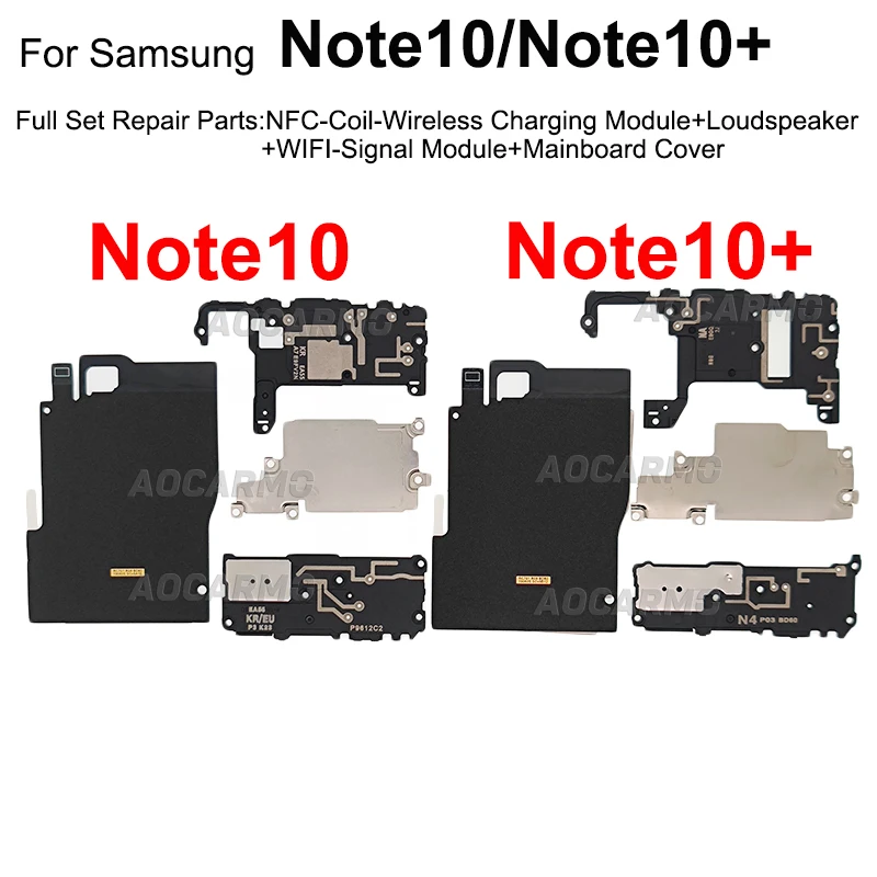 Aocarmo For Samsung Note 10 Plus Note10+ Loudspeaker Wireless Charging Coil NFC Signal Antenna Mainboard Metal Cover Repair Part