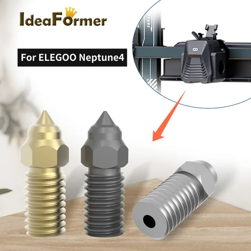 Imagen 2 del producto Para ELEGOO Neptune 4 boquillas endurecidas/acero inoxidable/latón boquilla de alta velocidad para boquillas Elegoo Neptune 4 pro 0,2,0,4,0,6,0,8mm