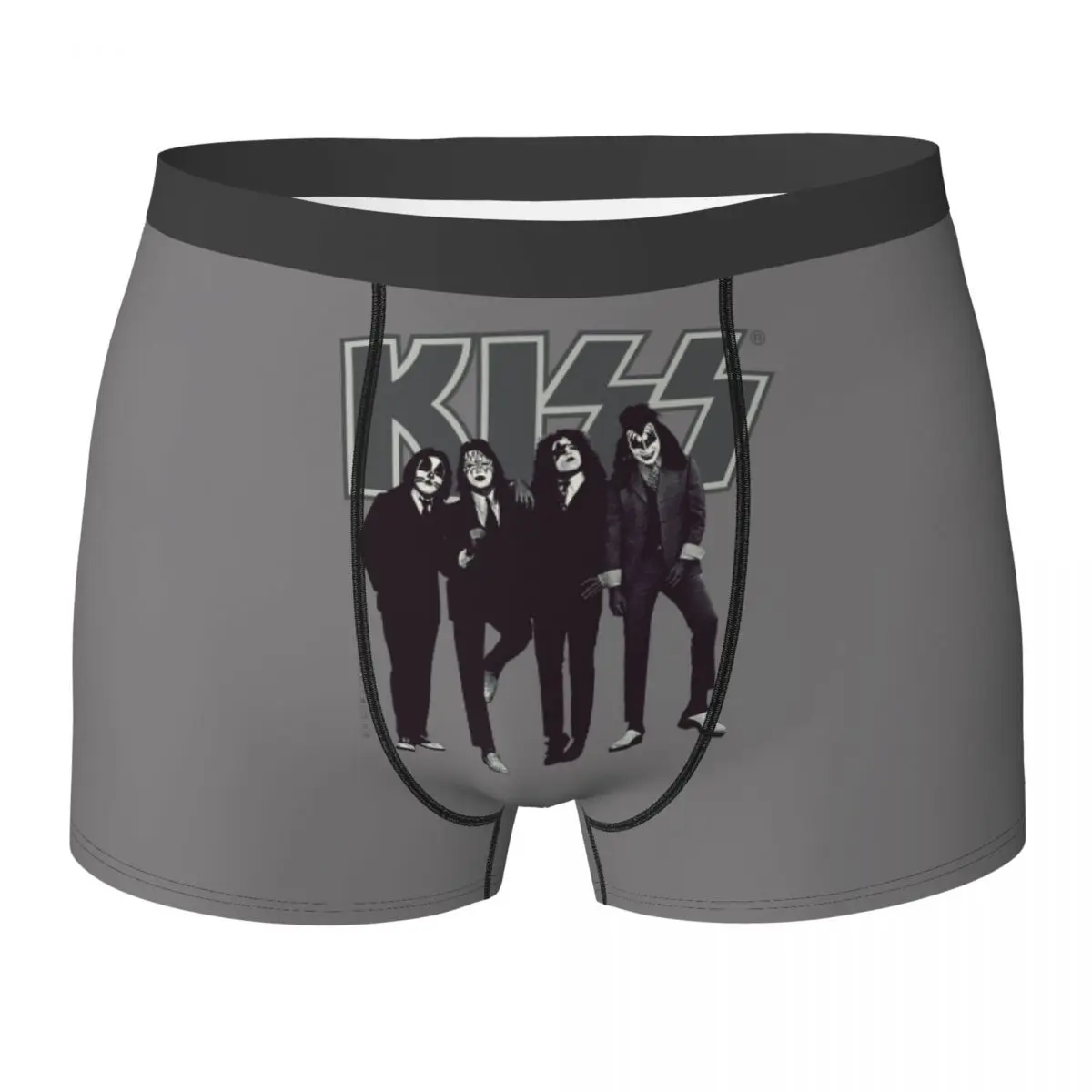 Boxer Underpants Shorts Kiss Rock Band Retor Panties Men Breathable Underwear for Homme Man Boyfriend Gift