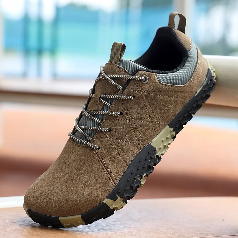 

2025 Men's Hiking Shoes Suede Leather Outdoor Shoes Wear-resistant Men Trekking Walking Hunting Tactical New Sneakers