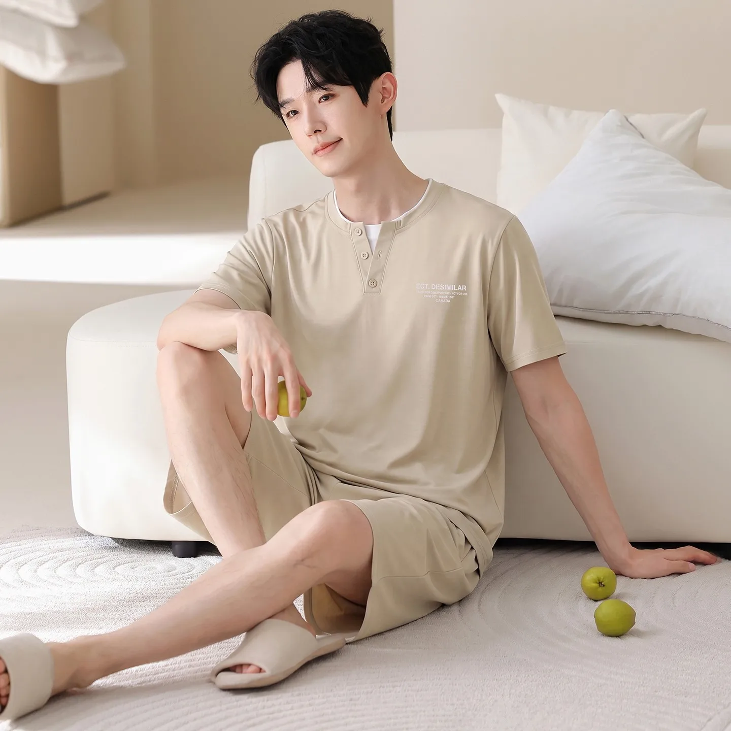 2 Pieces Set Men's Summer Short Pajamas Set Big Size L-3XL Pyjamas Hombre Male Young Boy Shorts Loungewear Korean Fashion Pijama