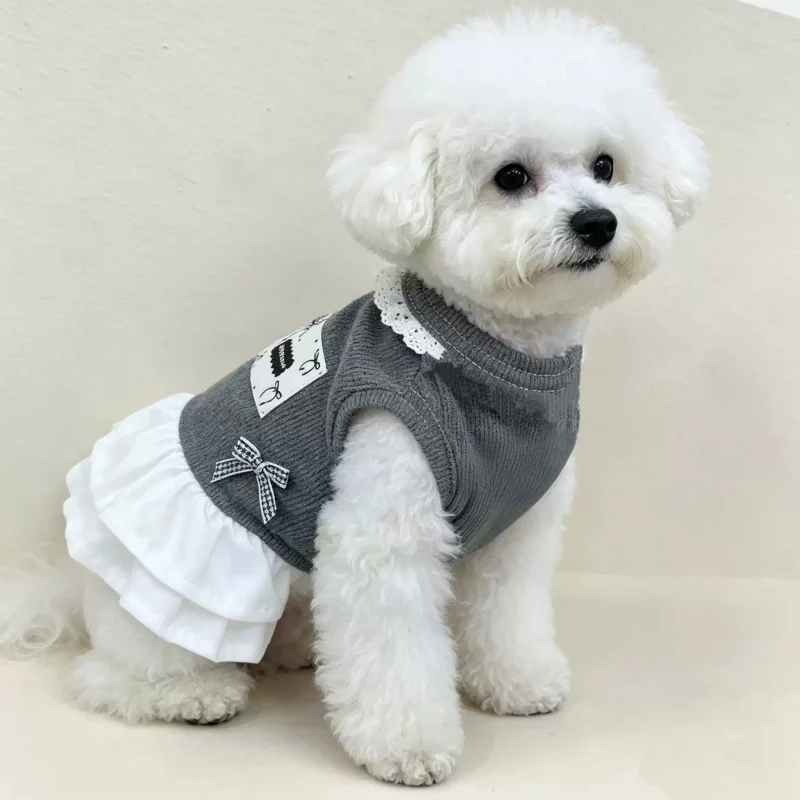 Vestido verano encaje lazo para perros pequeños y gatos Bichón - imagen 2