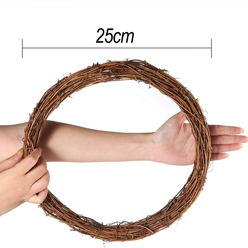 4PC 25cm DIY Round Natural Rattan Wreath Stem Branch Ring Garland Wedding Birthday Party Decor Supplies Christmas