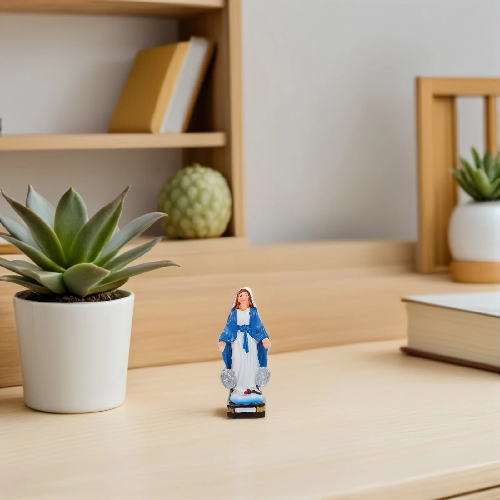 

Virgin Mary Resin Statue Blessed Mother Sculpture Small Religious Home Decor For Entryway Indoor Spiritual Church Ornament
