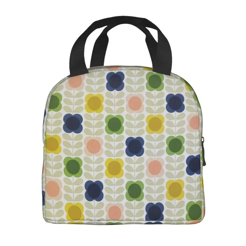 Abstract Orla Kiely Scandinavian Flowers Insulated Lunch Bags for Resuable Thermal Cooler Food Lunch Box Work School Travel