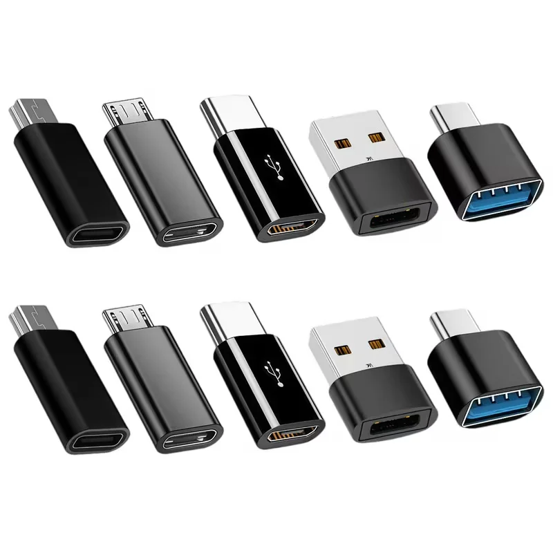 Adaptador USB C OTG Opcional (10 Conjuntos) (8 Conjuntos)/Adaptador USB C OTG para C/Mini para C/Micro para C/Multi-Adaptador para Smartphones, Laptops, Câmeras