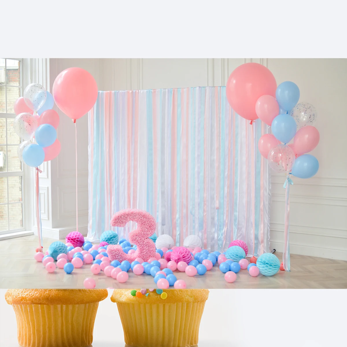 

Background Balloons 3rd Birthday Cloth Photo Props Backdrop Backdrops for Photography Third