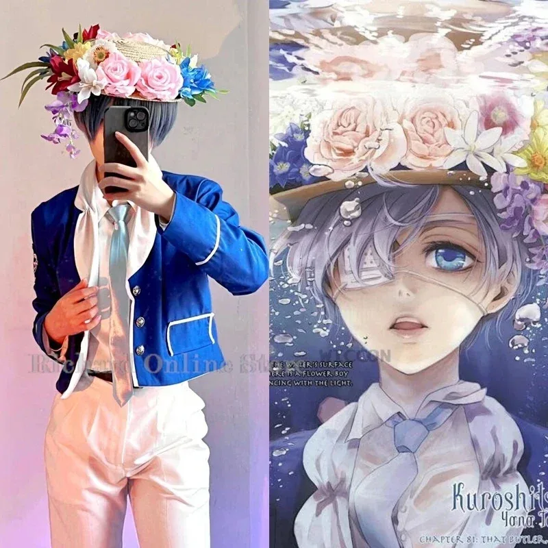 

Black Butler Public School Arc Ciel Phantomhive Cosplay Costume Wig Kuroshitsuji Uniform Anime Cosplay Halloween Party Suit 2024