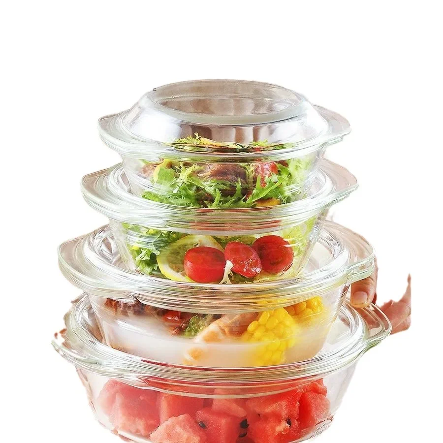 Household Transparent Borosilicate Glass Bowl with Lid