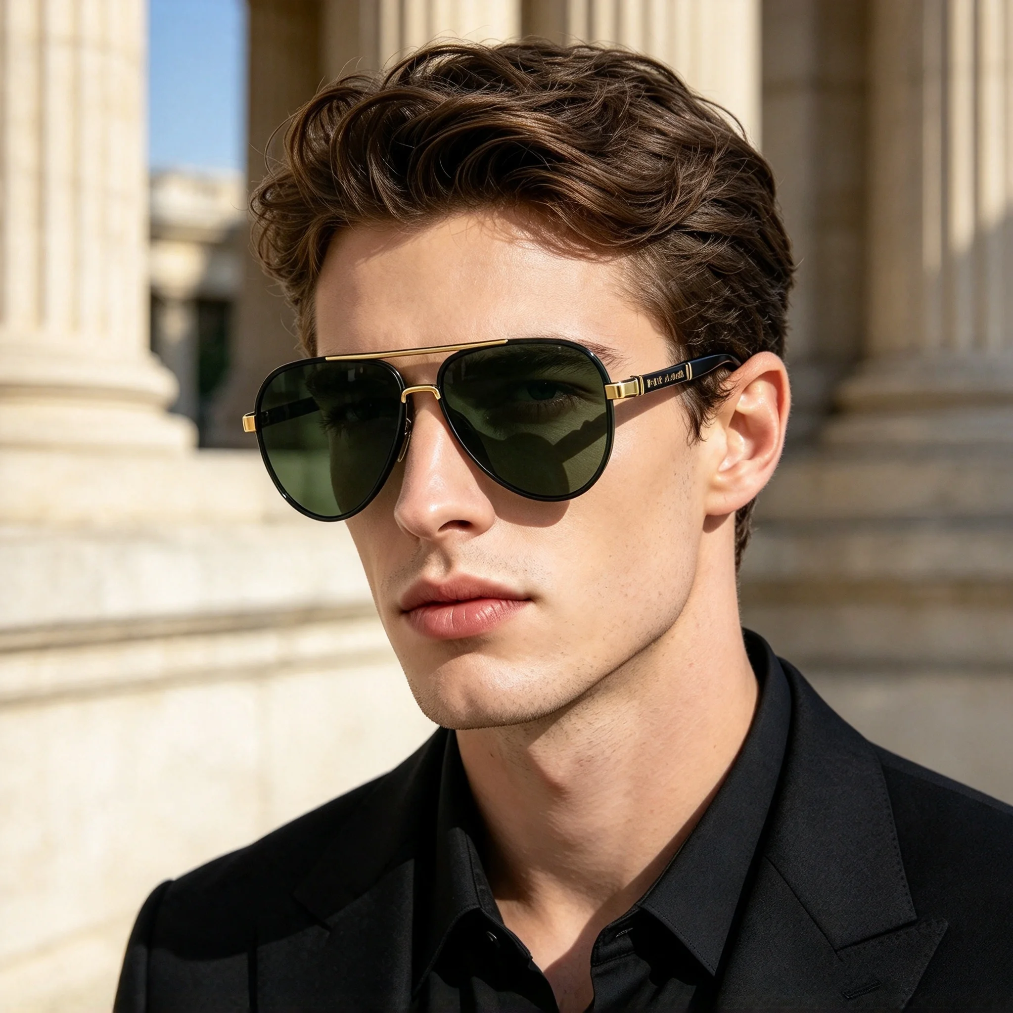Men Driving Sunglasses Square Sunglasses Metal Frame with Eyeglass case Women Eyepiece Trendy Driver Glasses