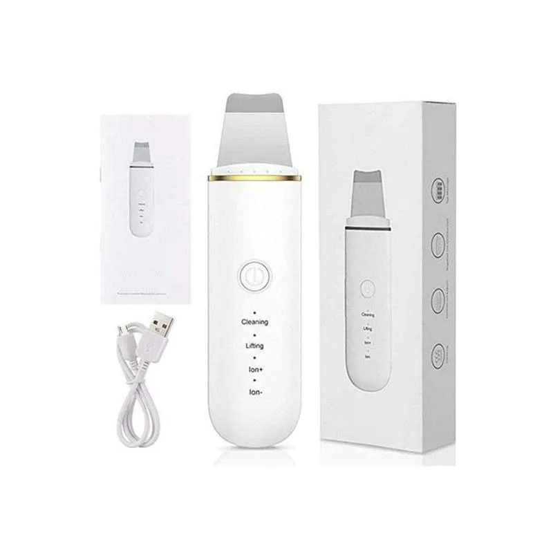 Purificador ultrassônico da pele, limpeza facial de íon, espátula vibratória para cravo, acne, esfoliante, máquina de levantamento facial