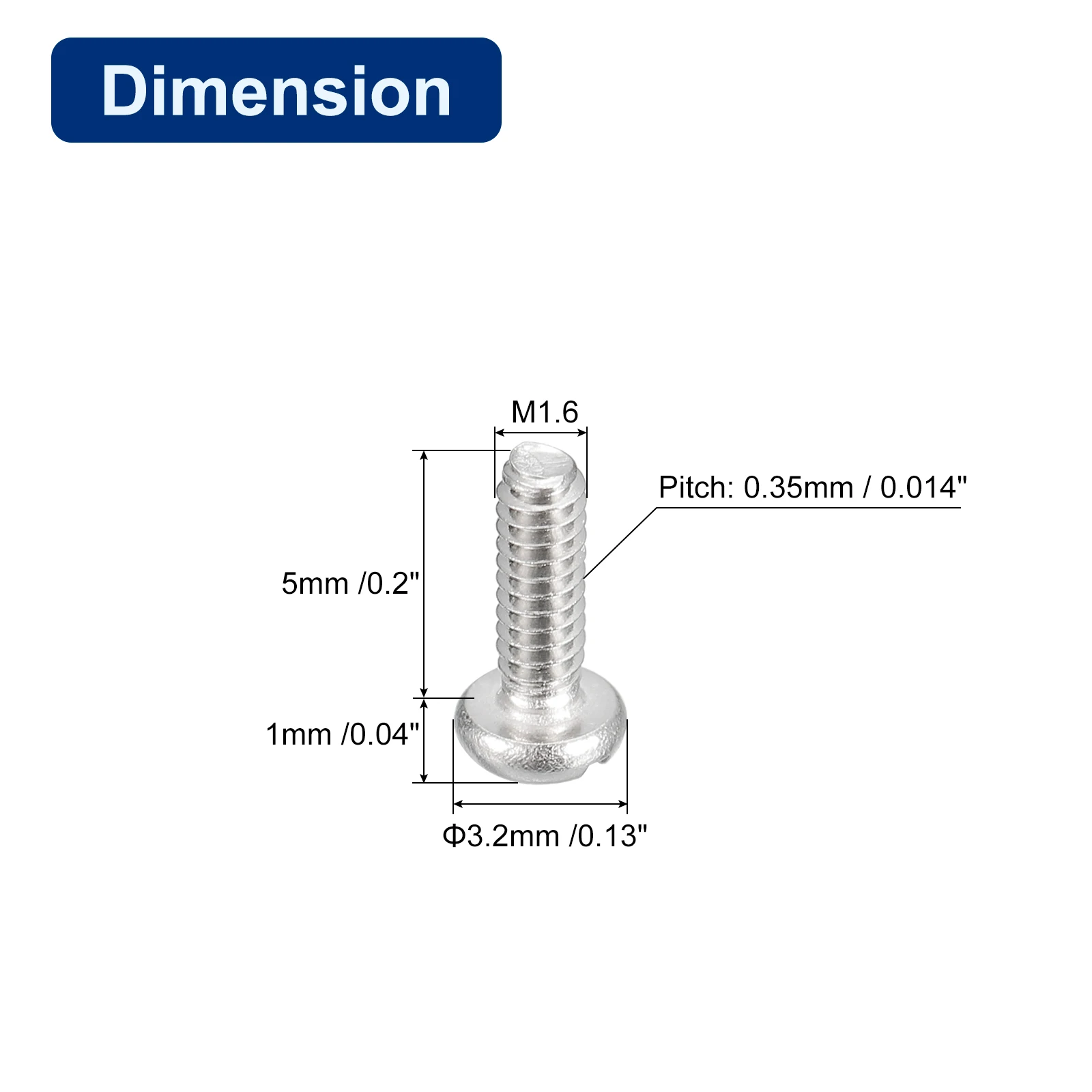 10/20Pcs Slotted Pan Outlet Head Bolts Slotted Drive Pan Head Screw Bolts 304 Stainless Steel Machine Screw M1.6 M2 M3 M4 5-50mm