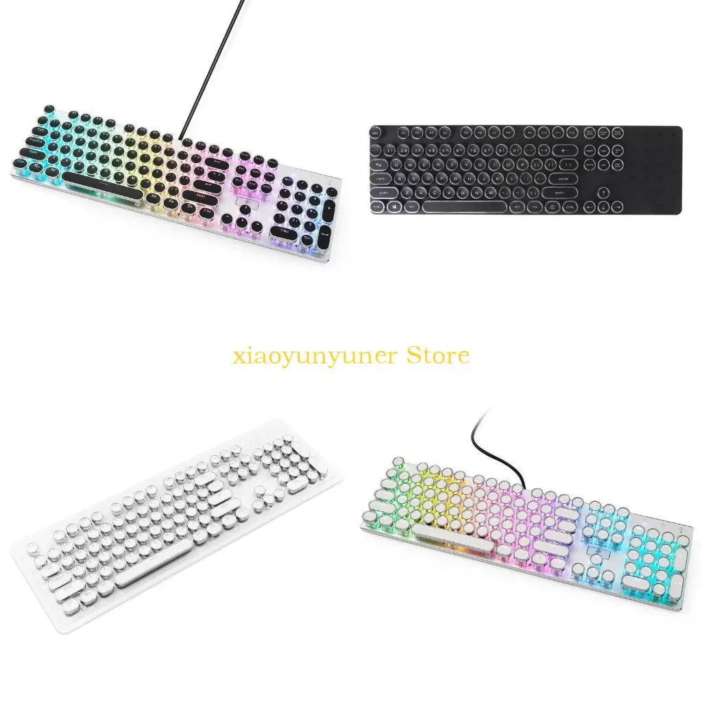 P9JB Retro Punk Mechanical Keyboard Black Switch 104/87 Keys USB Wired Gaming Keyboards RGB Backlit For PC Laptop Gamers