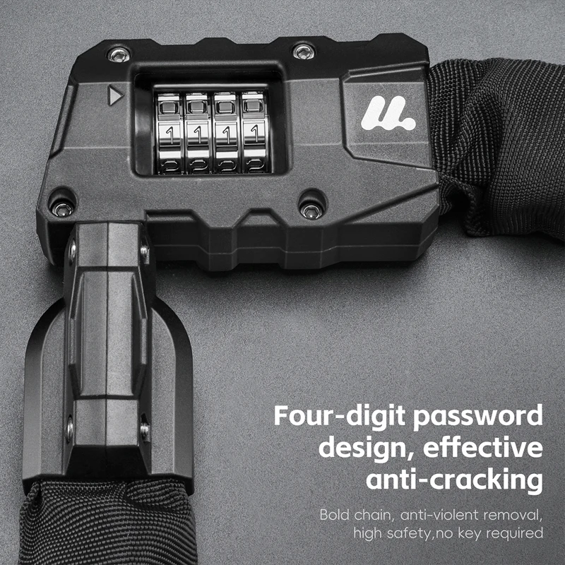 

WEST BIKING Bicycle Chain Lock Carbon Steel 4 Digit Password Lock Outdoor Anti-Theft Scooter Bike Chain Lock Bike Accessories
