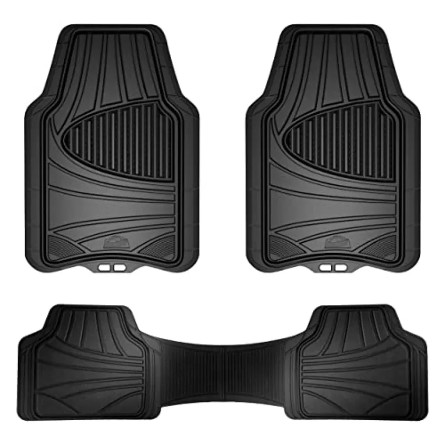 

3-Piece All-Season Floor Mats, Universal Fit Mats for Cars, Trucks, SUVs — Black