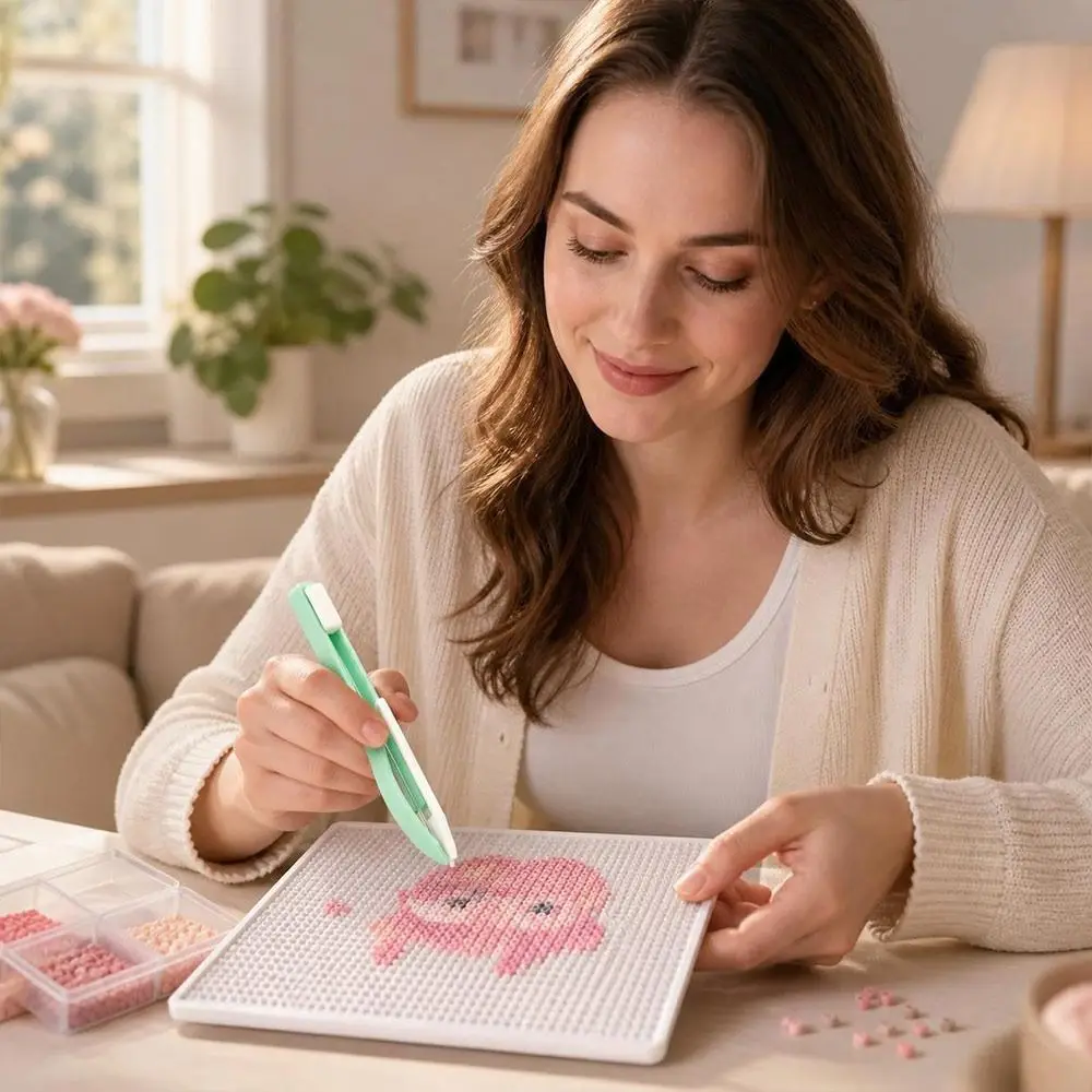 Smooth Slide Bean Needle Pen Press-On Mechanism No-Shake Press Point Grip Pen Durable Ironing Support Fuse Bead Pen