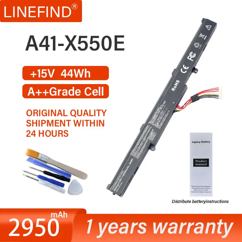 

A41-X550E 2950mAh Laptop Battery for ASUS X450 X450E X450J X450JF X751M X751MA X751L X750JA A450J A450JF A450E F450C