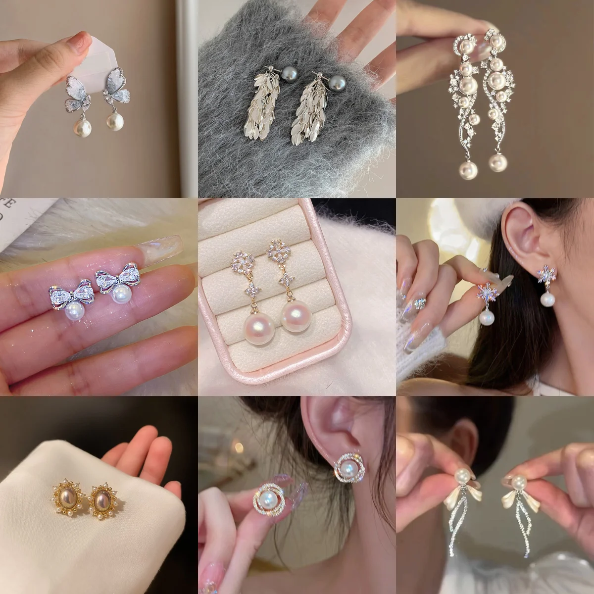 

A wide variety of zircon pearl sparkling silver stud earrings Elegant and romantic earrings Chic ear accessories Gifts for women