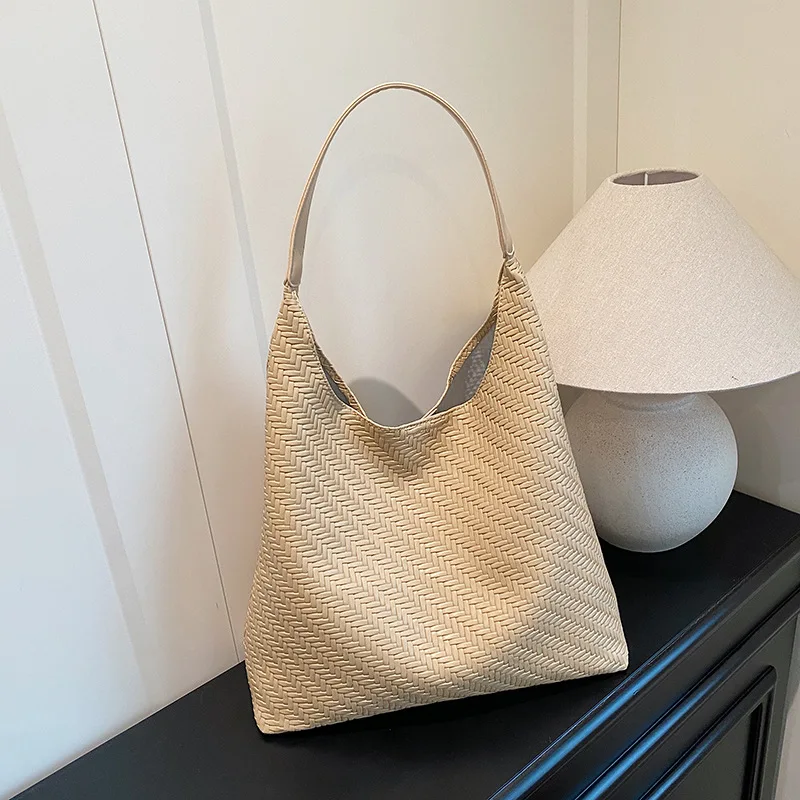 

Тканая сумка подмышки 2025 года — многосторонняя сумочка через плечо/плечо, просторная рабочая сумка для женщин