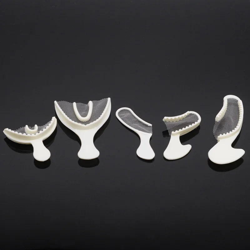 5Pcs Disposable Dental Impression Tray With Net Wide Occlusal Plane Strong Plastic Bite Registration Trays 5 Sizes Available