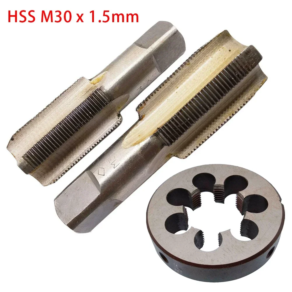 HSS M30X1.5mm Taper & Plug Tap M30X1.5mm Die Metric Thread Taps HSS Screw Tap Drill Bit Set Right Hand Tap & Die Set Hand Tools