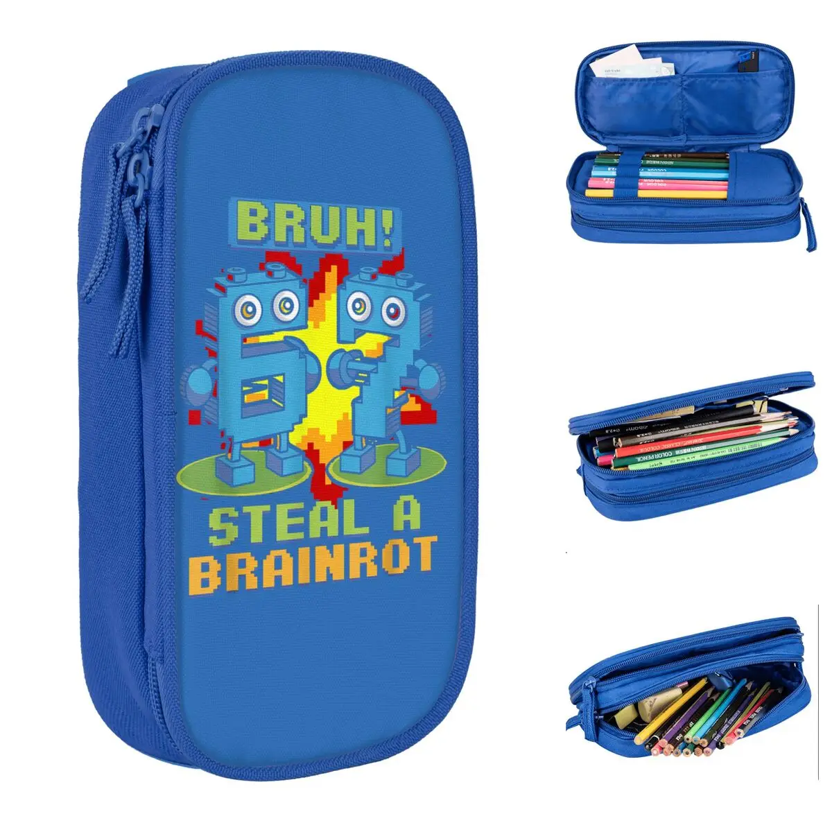 

Bruh Steal A Brainrot 67, забавные пеналы Brainrot Meme, сумки для ручек, студенческие большие вместительные офисные подарки, пеналы