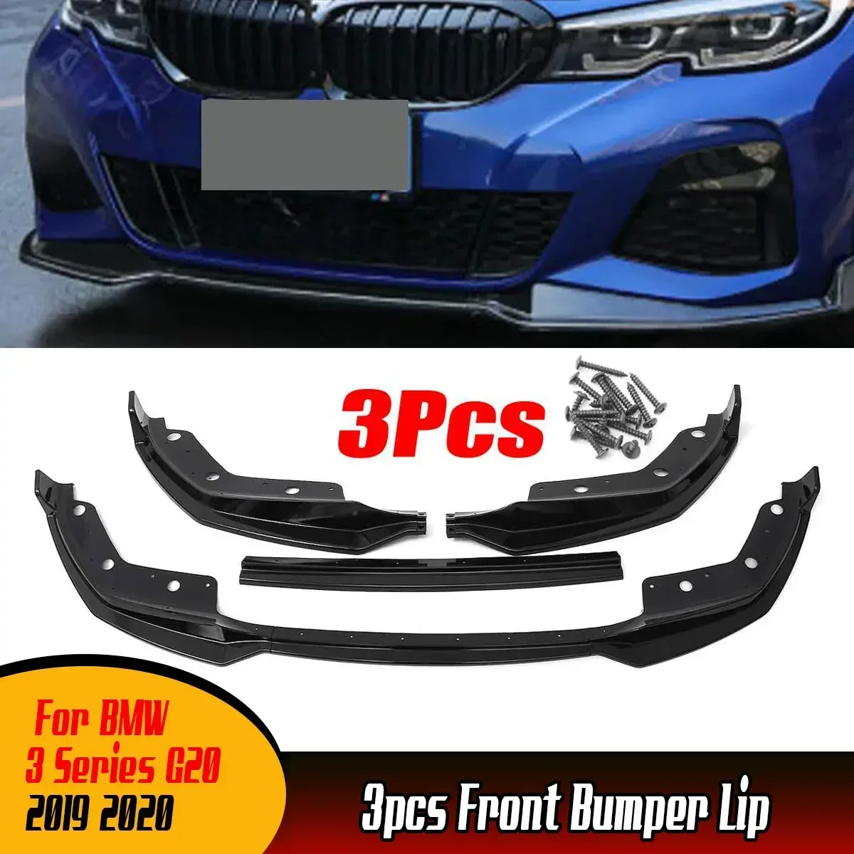 

Car Front Bumper Splitter Lip Spoiler Diffuser Guard Body Kit Cover For BMW 3 Series G20 2019 2020 Front Bumper Lip Spoiler