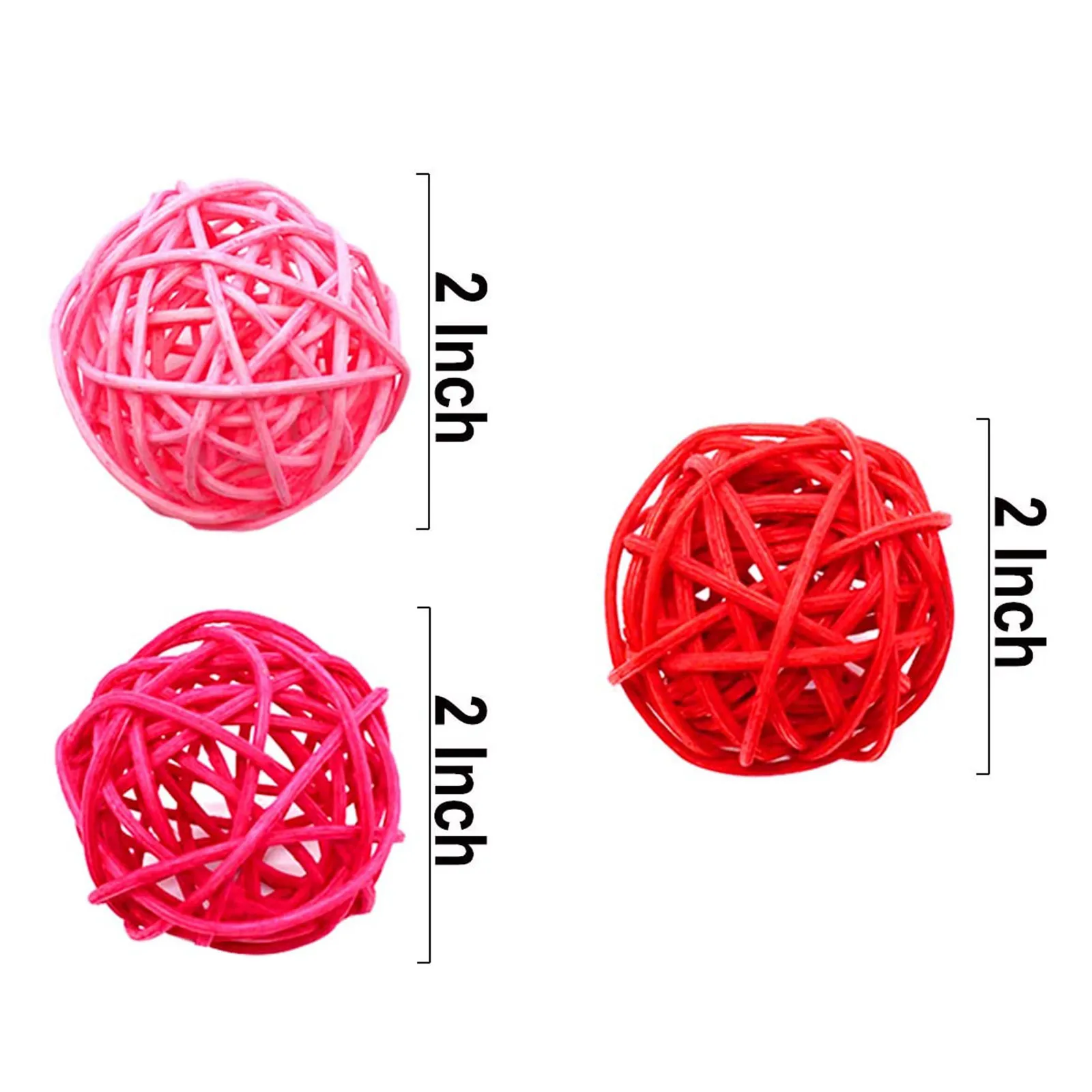 Christmas 18PCS Multi-Size Tricolor Mixed Rattan Ball DIY Christmas Birthday Wedding Home Party Decoration Rattan Ball Material