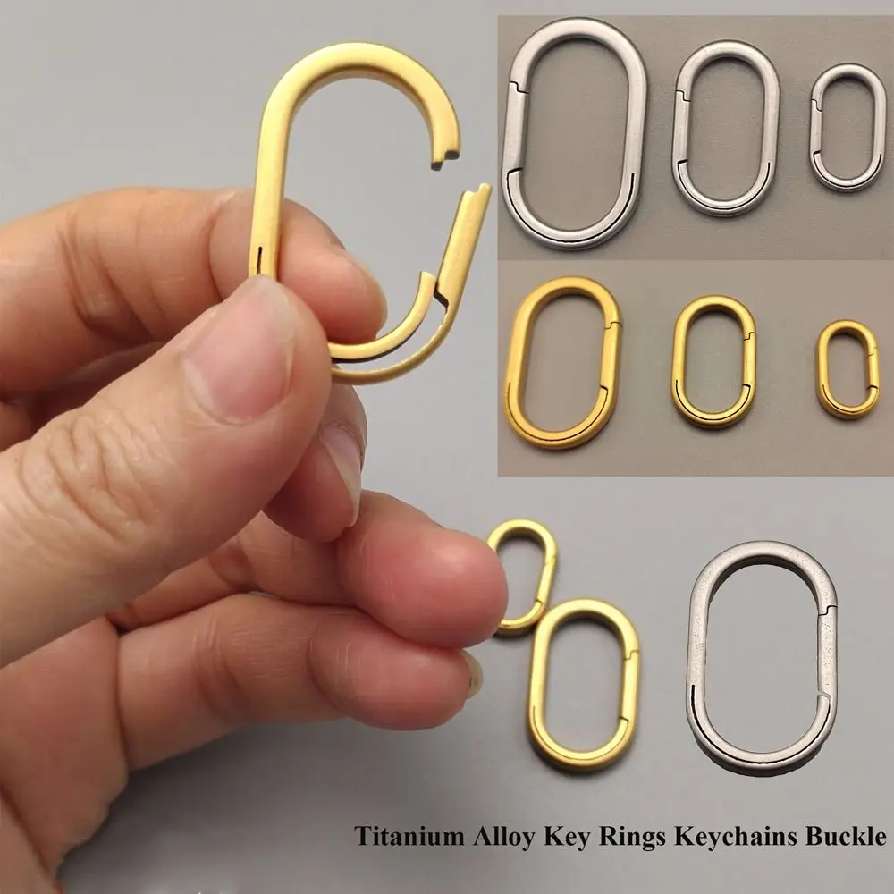 

5PCS Real Key Rings Titanium Alloy 33mmX20mmX3.0 Keychains Buckle 4 Colors Super Lightweight Camping Titanium Alloy Key Rings